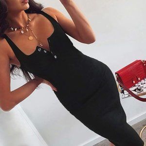 "Julian"  ribbed black sundress